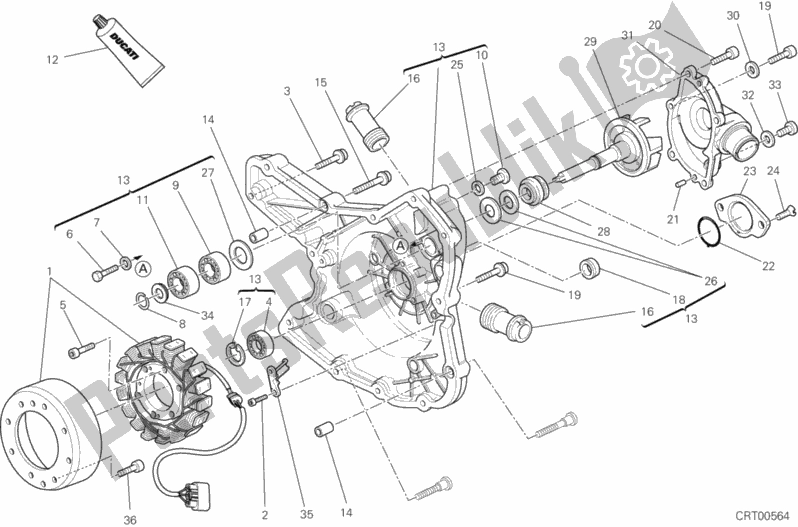 Tutte le parti per il Coperchio Del Generatore del Ducati Multistrada 1200 S GT USA 2013